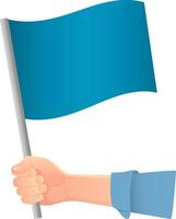 blå flagga i handen vektor