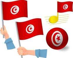 tunisien flagga Ikonuppsättning vektor