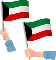 kuwait flagga i hand ikon vektor