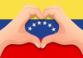 Venezuelas flagga och hand hjärta form vektor