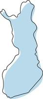 stilisierte einfache Übersichtskarte von Finnland-Symbol. blaue skizzenkarte von finnland-vektorillustration vektor