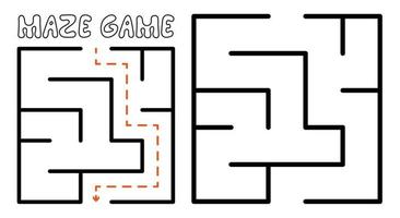 Labyrinthspiel für Kinder. einfaches Labyrinth-Puzzle mit Lösung vektor