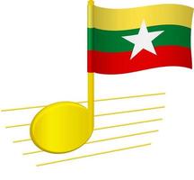 Myanmar-Flagge und Musiknote vektor