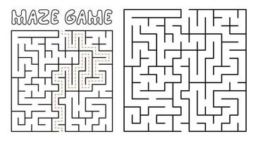 Labyrinthspiel für Kinder. komplexes labyrinth-puzzle mit lösung vektor
