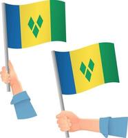 St. Vincent und die Flagge der Grenadinen in der Hand vektor