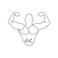 einzelne durchgehende Strichzeichnung Bodybuilder-Symbol, Fitness- und Bodybuilding-Thema. Fitness-Studio-Logo-Design-Vorlage Gewichtheben. Sport-Fitness-Club. eine linie zeichnen grafikdesign-vektorillustration vektor