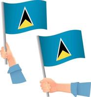 St. Lucia-Flagge in der Hand-Symbol vektor