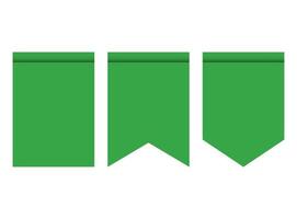 grüne Fahnen zur Dekoration oder Wimpel isoliert auf weißem Hintergrund. Wimpel Flaggensymbol.