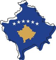 stilisierte umrißkarte des kosovo mit nationalflaggensymbol. Flaggenfarbkarte der kosovo-Vektorillustration. vektor