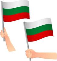 bulgarien flagga i hand ikon vektor