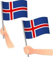 Symbol für die isländische Flagge in der Hand vektor