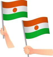 Symbol für Niger-Flagge in der Hand vektor