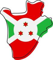 stiliserad konturkarta över burundi med nationell flaggikon. flagga färg karta över burundi vektor illustration.