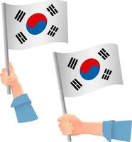 Sydkoreas flagga i hand ikon vektor