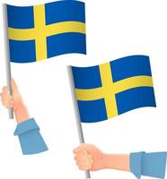 Schweden-Flagge in der Hand-Symbol vektor