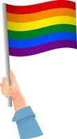 LGbt flagga i hand ikon vektor