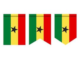 Ghana-Flagge oder Wimpel isoliert auf weißem Hintergrund. Wimpel Flaggensymbol. vektor
