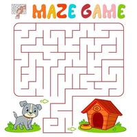 Labyrinth-Puzzle-Spiel für Kinder. labyrinth- oder labyrinthspiel mit hund. vektor