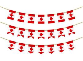 Kanada-Flagge an den Seilen auf weißem Hintergrund. Satz patriotischer Ammerflaggen. Flaggendekoration der Kanada-Flagge vektor