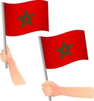 Marocko flagga i hand ikon vektor