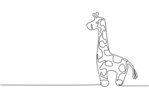 einzelne kontinuierliche linie, die niedliche giraffenplüschpuppe zeichnet. Giraffe Plüsch Stoffpuppe. Gefülltes Giraffenspielzeug. gelbes Giraffenspielzeug für Kinder. dynamische einzeilige abgehobene betragsgrafikdesign-vektorillustration vektor