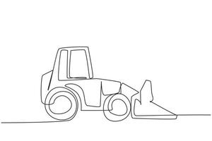 enkel kontinuerlig linjeritad grävmaskin bulldozer med rörlig grävskopa. byggbranschen och maskinkoncept. tunga biltransporter. en rad rita grafisk design vektorillustration vektor