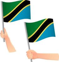 tanzania flagga i hand ikon vektor