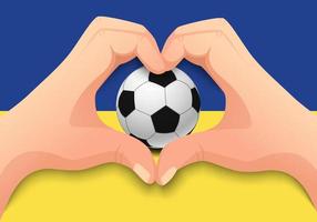 Ukraine-Fußball und Handherzform vektor