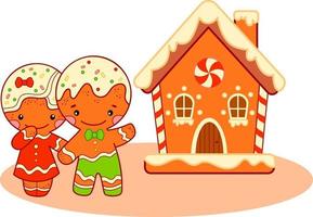 clipart för tecknade julbilder. jul pepparkakshus clipart vektorillustration vektor