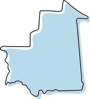 stilisierte einfache Übersichtskarte von Mauretanien-Symbol. blaue Kartenskizze von Mauretanien-Vektorillustration vektor