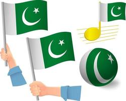 Pakistan flagga ikonuppsättning vektor