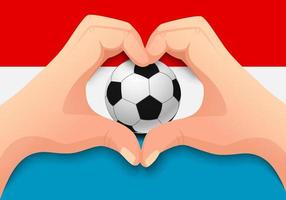 luxembourg fotboll och hand hjärta form vektor