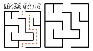 Labyrinthspiel für Kinder. einfaches Labyrinth-Puzzle mit Lösung vektor