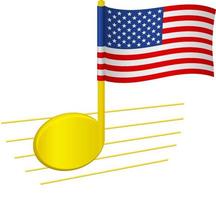Förenta staternas flagga och musiknot vektor