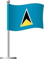 st. lucia-flagge auf polsymbol vektor