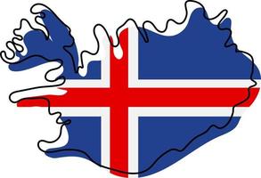 stilisierte umrißkarte von island mit nationalflaggensymbol. Flaggenfarbkarte von Island-Vektorillustration. vektor