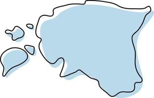 stiliserade enkel kontur karta över Estland ikon. blå skiss karta över estland vektorillustration vektor