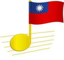 taiwan-flagge und musiknote vektor