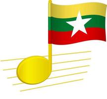 Burma-Flagge und Musiknote vektor