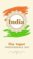 Karte zum Unabhängigkeitstag Indiens. 15. August vektor