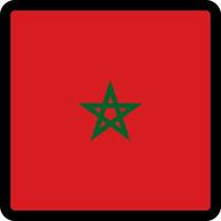 Marockos flagga i form av fyrkant med kontrasterande kontur, kommunikationstecken för sociala medier, patriotism, en knapp för att byta språk på webbplatsen, en ikon. vektor