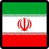 Irans flagga i form av kvadrat med kontrasterande kontur, kommunikationstecken för sociala medier, patriotism, en knapp för att byta språk på webbplatsen, en ikon. vektor