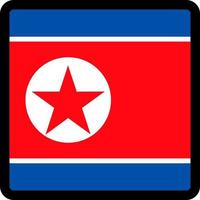 Nordkoreas flagga i form av fyrkant med kontrasterande kontur, kommunikationstecken för sociala medier, patriotism, en knapp för att byta språk på webbplatsen, en ikon. vektor