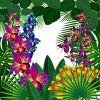 tropische Blumen und Blätter. Blumenmuster-Hintergrund. vektor