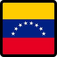 Venezuelas flagga i form av fyrkant med kontrasterande kontur, kommunikationstecken för sociala medier, patriotism, en knapp för att byta språk på webbplatsen, en ikon. vektor