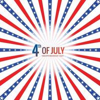 glücklicher 4. juli unabhängigkeitstag auf sunburst-stilhintergrund vektor