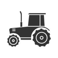 Traktor-Glyphen-Symbol. Silhouettensymbol. landwirtschaftliches Gerät. negativer Raum. vektor isolierte illustration