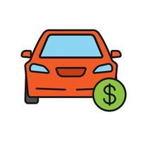 bil med dollartecken färgikon. bilköp eller försäljning. bilverkstad servicepriser. isolerade vektor illustration
