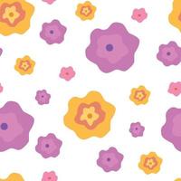 Nahtloses Muster mit abstrakten Blumen in einem kindlichen Cartoon-Stil. vektor