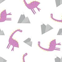 barns tecknade vektor söta mönster med dinosaurier
